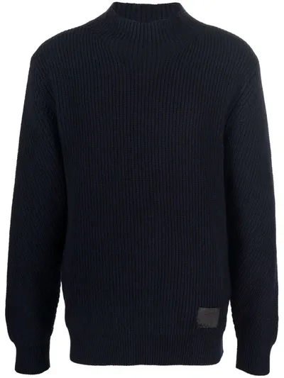 Paul Smith Logo-patch Wool Jumper In Blue