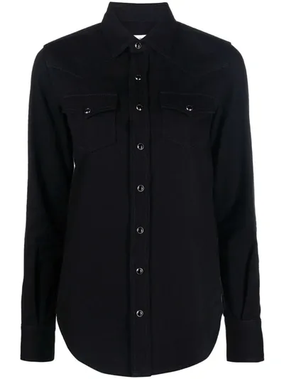 Saint Laurent Cotton Denim Classic Western Shirt In Black