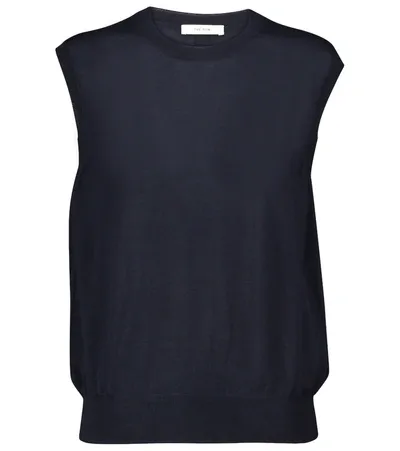 The Row Balham Cashmere Sweater Vest In Blue