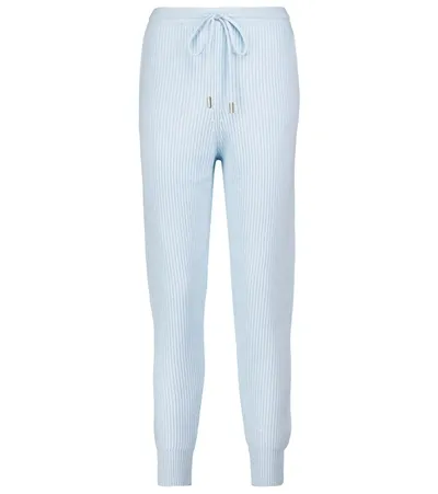 Jonathan Simkhai Nina Ribbed-knit Sweatpants In Blue