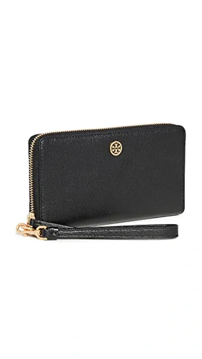 Tory Burch Robinson Zip Continental Wallet In Black