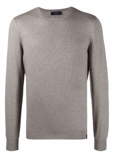 Fay Crewneck Wool Jumper In Neutrals