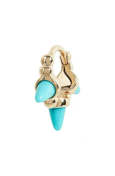 Maria Tash Turquoise Spike Single Ear Clicker In Yellow Gold