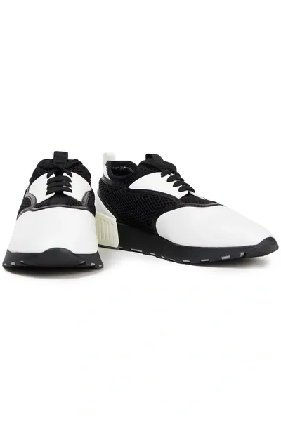 Sergio Rossi Leather And Mesh Sneakers In Black