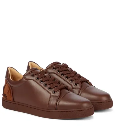 Christian Louboutin Fun Vieira Leather Sneakers In Brown