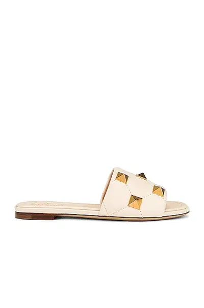 Valentino Garavani Roman Stud Slides In Light Ivory