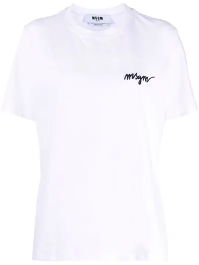 Msgm Chest-logo Crew Neck T-shirt In Black