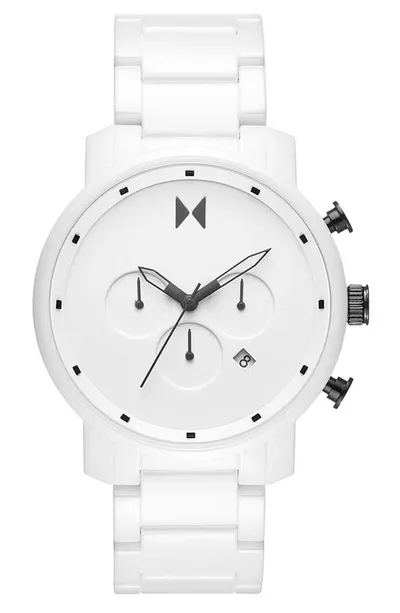 Mvmt Chrono White Ceramic Bracelet Watch 45mm