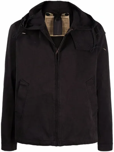 Ten C Zip-up Cotton Hooded Jacket In Black