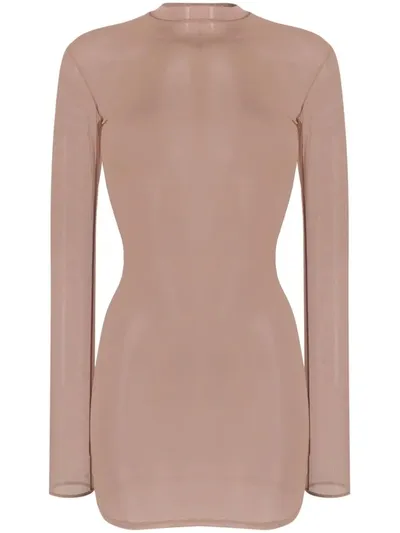 Maison Close Long-sleeved Semi-sheer Camisole In Neutrals