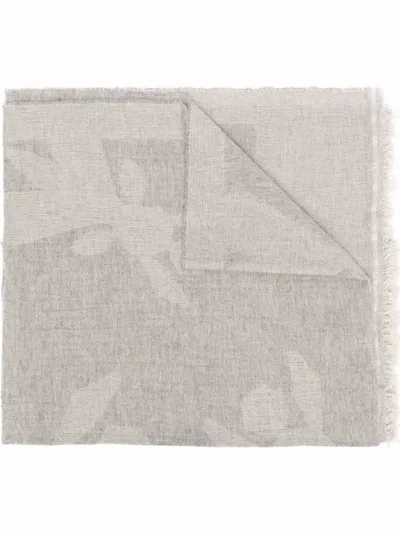 Patrizia Pepe Logo-print Cashmere Scarf In Grau