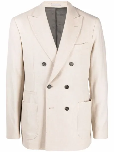 Brunello Cucinelli Double Breasted Blazer In 中性色