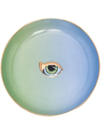 L'objet Blue And Green Lito Eye Porcelain Plate In Blau