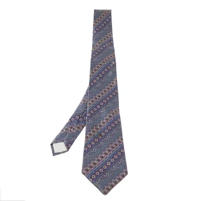 Pre-owned Lanvin Pale Purple Paisley Pattern Print Silk Tie