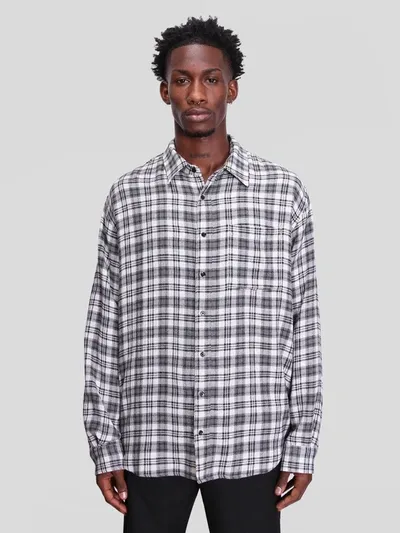 Schnayderman’s Shirt Non-binary Viscose Wool Check In Black