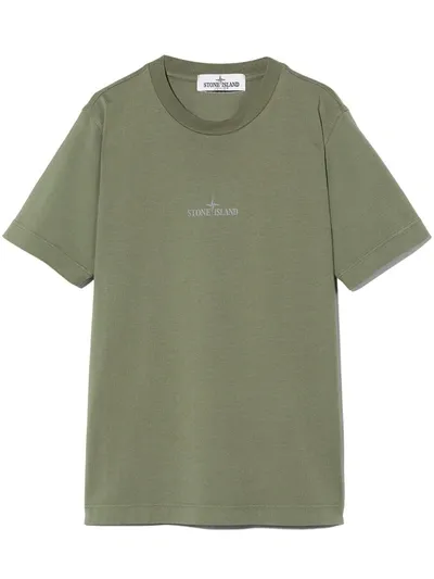 Stone Island Junior Kids' Compass Print T-shirt In Green