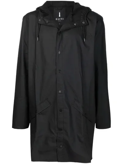 Rains Press-stud Hooded Raincoat In Black