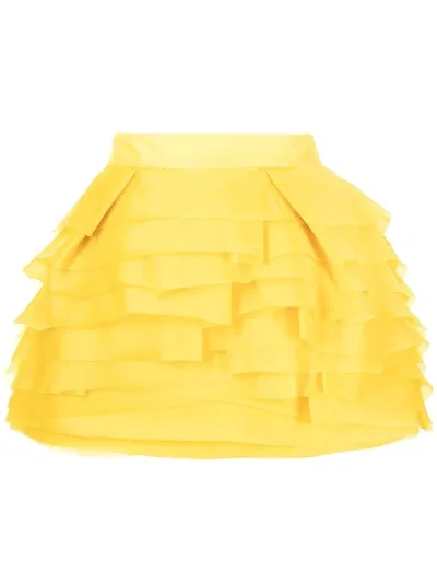 Isabel Sanchis Layered Organza Skorts In Gelb