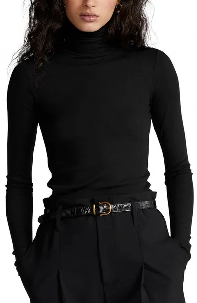 Polo Ralph Lauren Rib-knit Slim Turtleneck Top In Polo Black