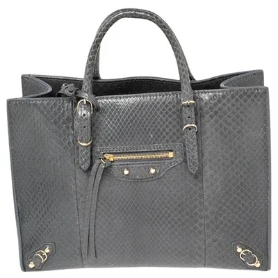 Pre-owned Balenciaga Dark Grey Python Papier A6 Tote