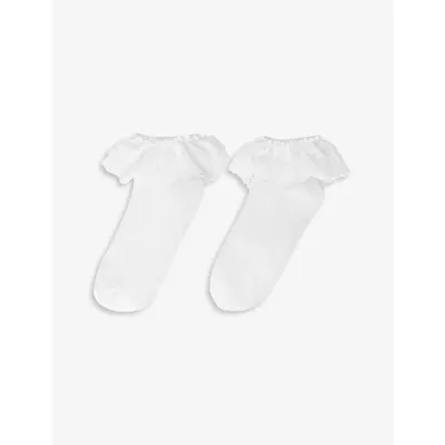 Maje Bonneterie Frilled Cotton-blend Socks In White