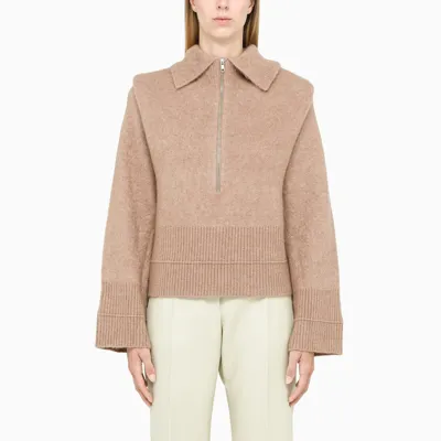 Remain Birger Christensen Brown Zipped Sweater In Beige