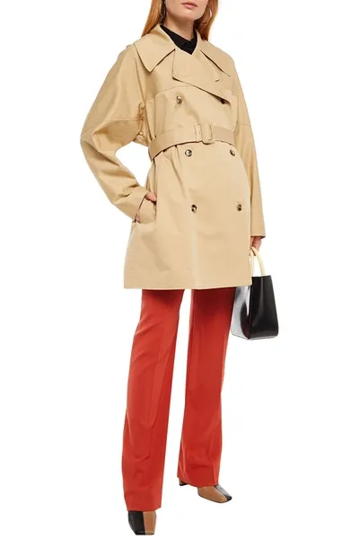 Marni Cotton And Linen-blend Gabardine Trench Coat In Beige