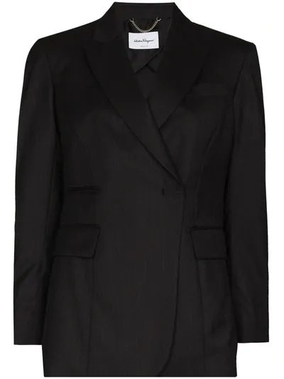 Ferragamo Hourglass-silhouette Tailored Blazer In Grey