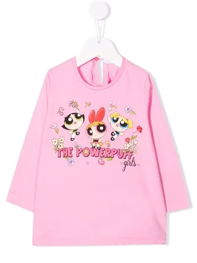 Monnalisa The Powerpuff Girls Print T-shirt In Pink