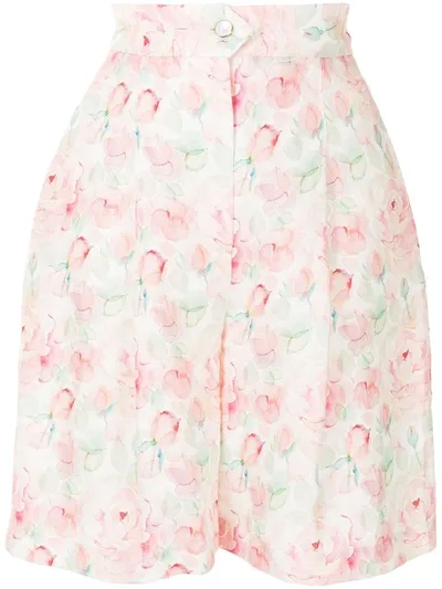 Liya Floral Print Tailored Shorts In Pink