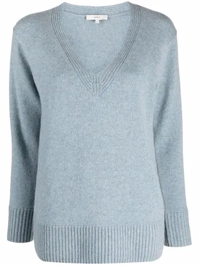 Vince V-neck Cashmere Jumper In Blau