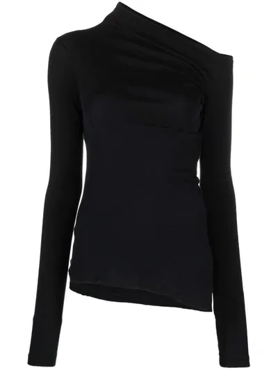 Helmut Lang Asymmetric Long-sleeved Top In Schwarz