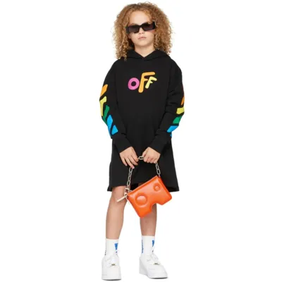 Off-white Black Sweatshirt For Kids With Tie Dye Logo In Black White