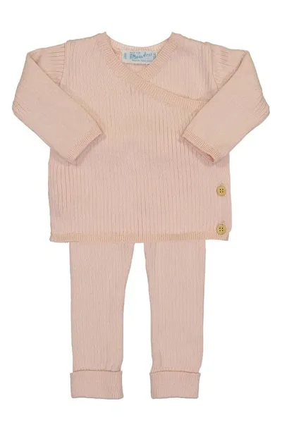 Feltman Brothers Babies'  Rib Knit Cotton Sweater & Pants Set In Blush