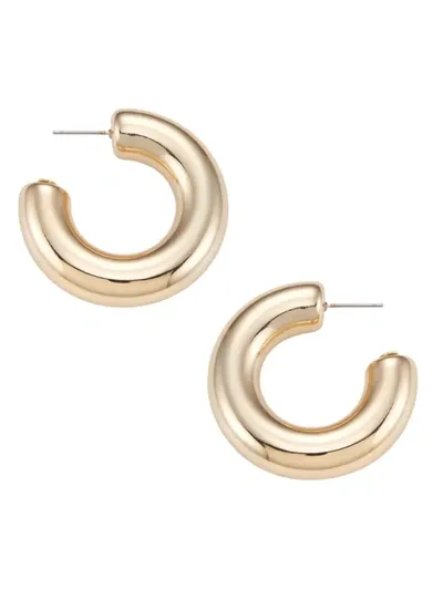 Kenneth Jay Lane Polished Goldtone Tube Hoop Earrings