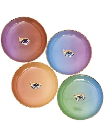 L'objet Lito Canape Assorted Plates, Set Of 4 In Multicolor