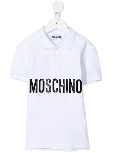 Moschino Kids' Logo Lettering Polo In White