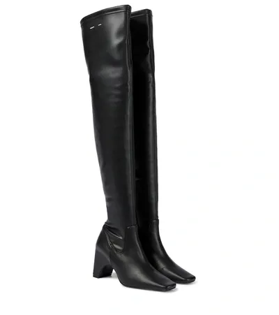 Coperni Stretch Vegan-leather Thigh-high Boots In Black