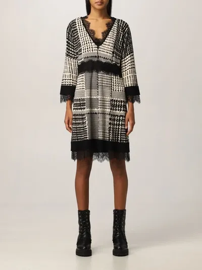 Twinset Dress Twin-set Dress In Houndstooth Viscose Blend