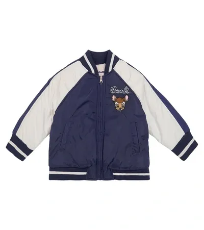 Monnalisa Kids' X Disney Embroidered Bomber Jacket In 蓝色