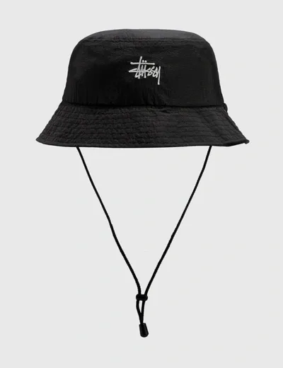 Stussy Metallic Nylon Ripstop Bucket Hat In Black