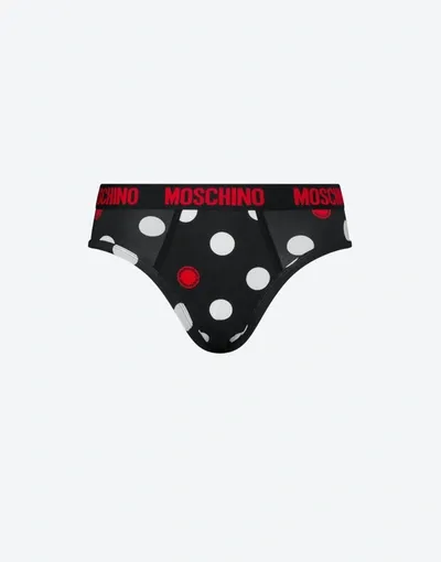 Moschino All-over Polka Dots Briefs In Black