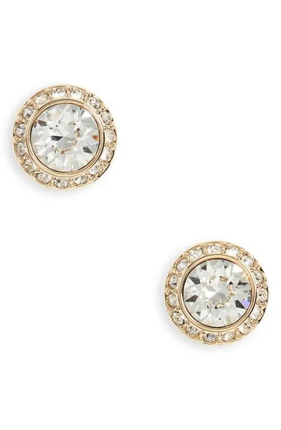 Swarovski Angelic Crystal Halo Stud Earrings In Gold Tone