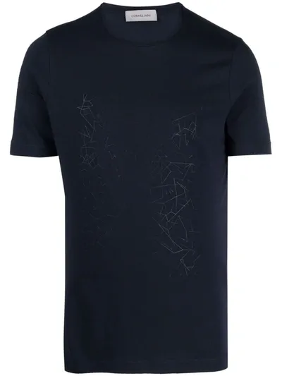 Corneliani Graphic-print Jersey T-shirt In Blue