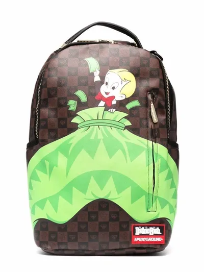 Sprayground Kid Richie Rich Faux-leather Backpack In Brown ,green