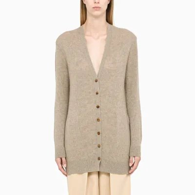 Khaite The Elongated Amelia Cashmere Cardigan In Beige