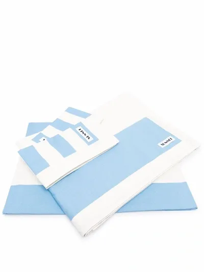 Sunnei Two-tone Cotton Bedding Set In Blau