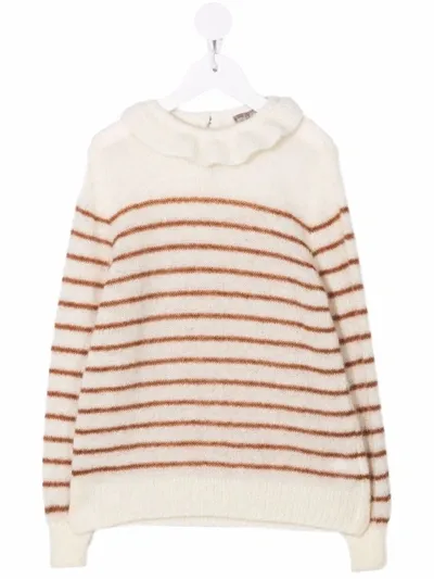 Emile Et Ida Kids' Striped Ruffled-neck Jumper In Multi