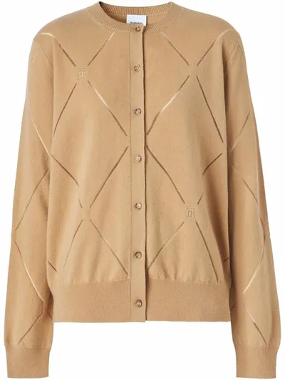 Burberry Tb Monogram Motif Cardigan In Brown