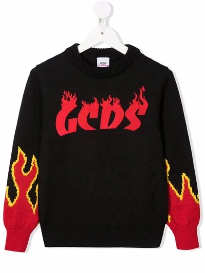 Gcds Logo-print Virgin-wool Jumper In 黑色